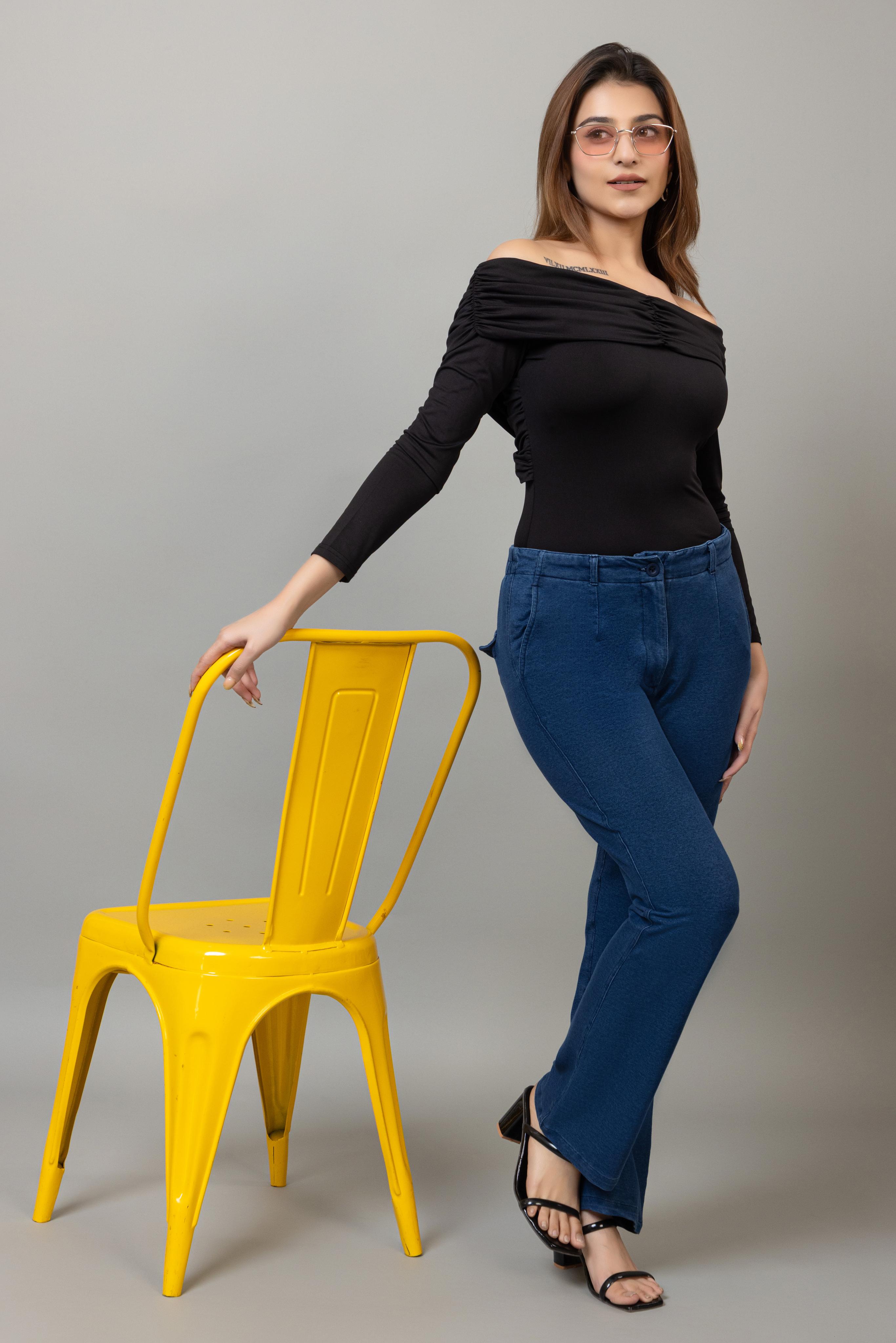 Light blue denim straight pant