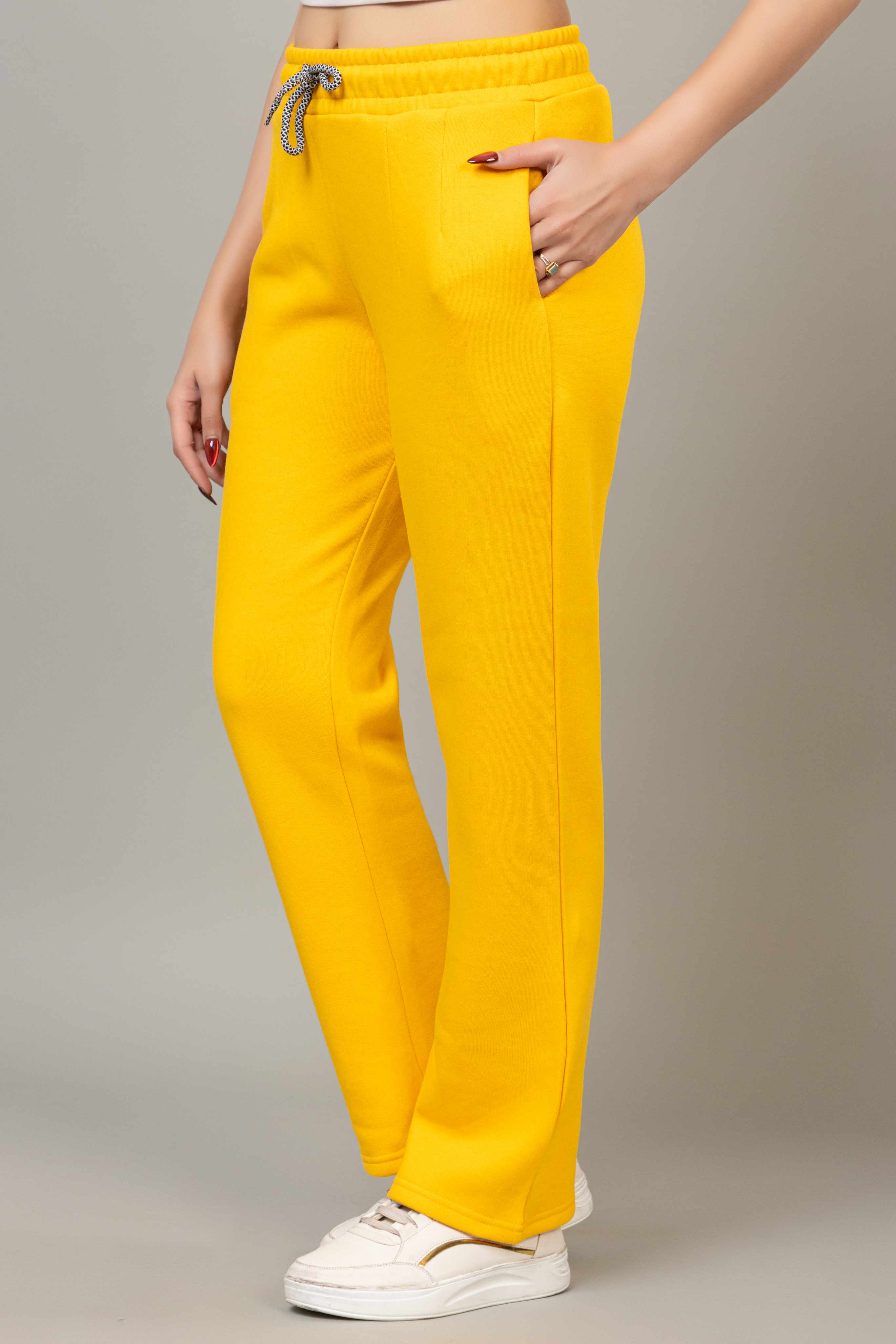 Mustard winter warm straight fit pants