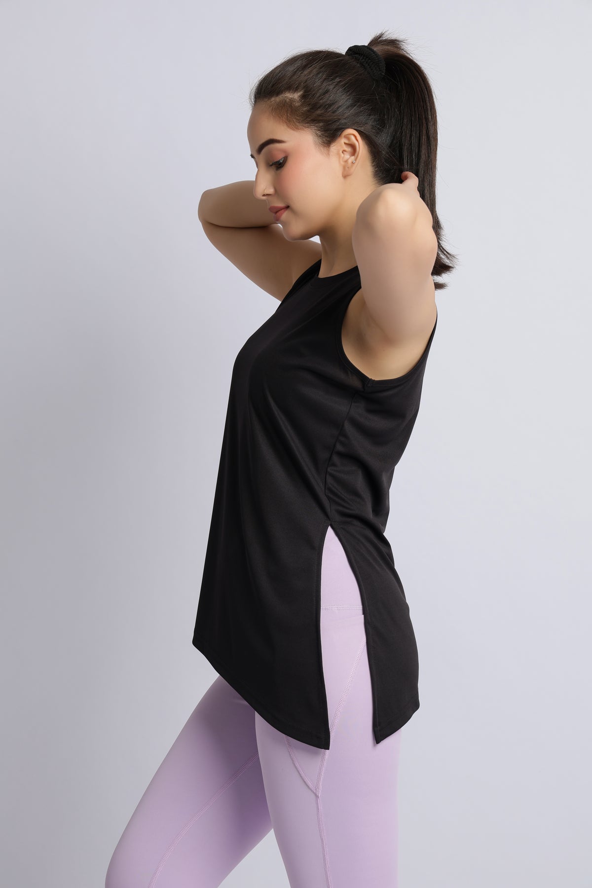 Black active drape flow vest