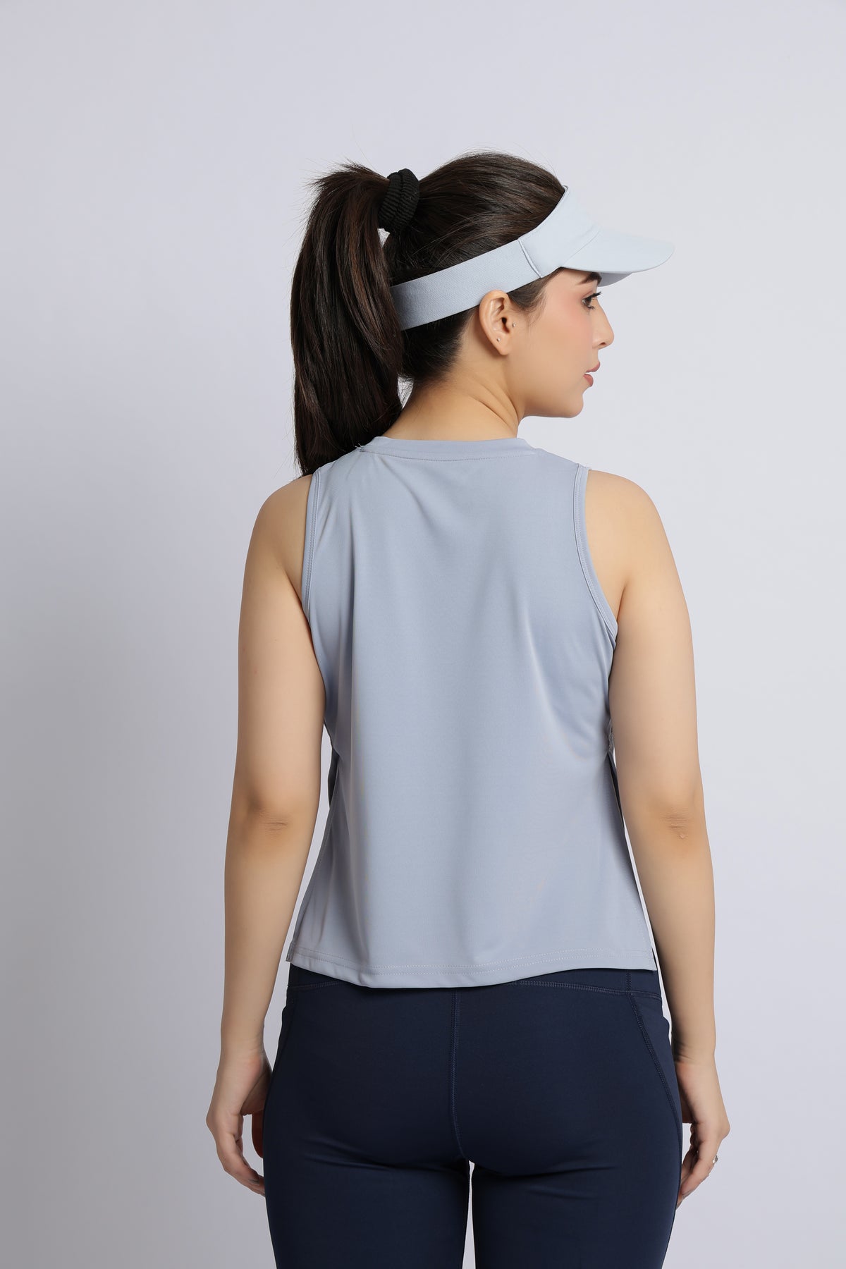 Light grey active crop slit vest