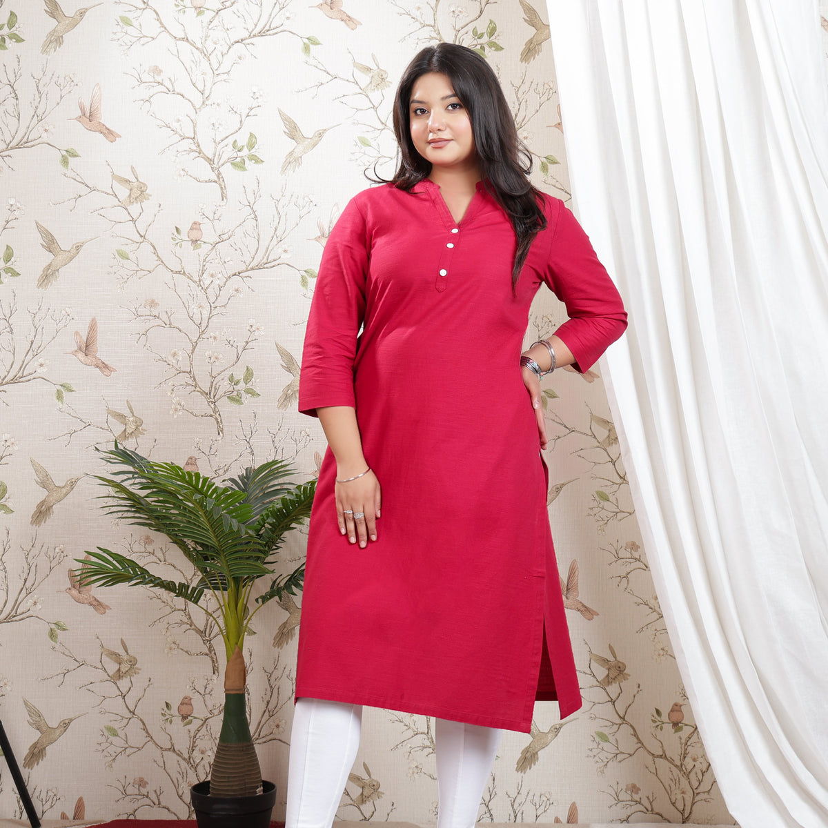 Mehroon Linen Long kurta