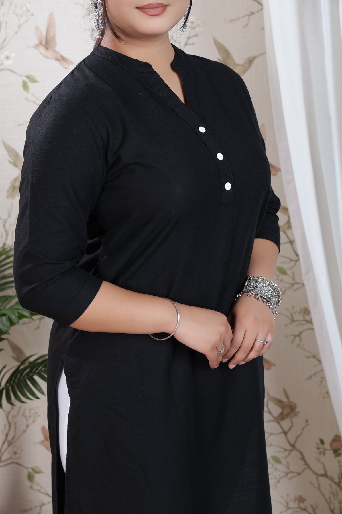 Black Linen Long kurta