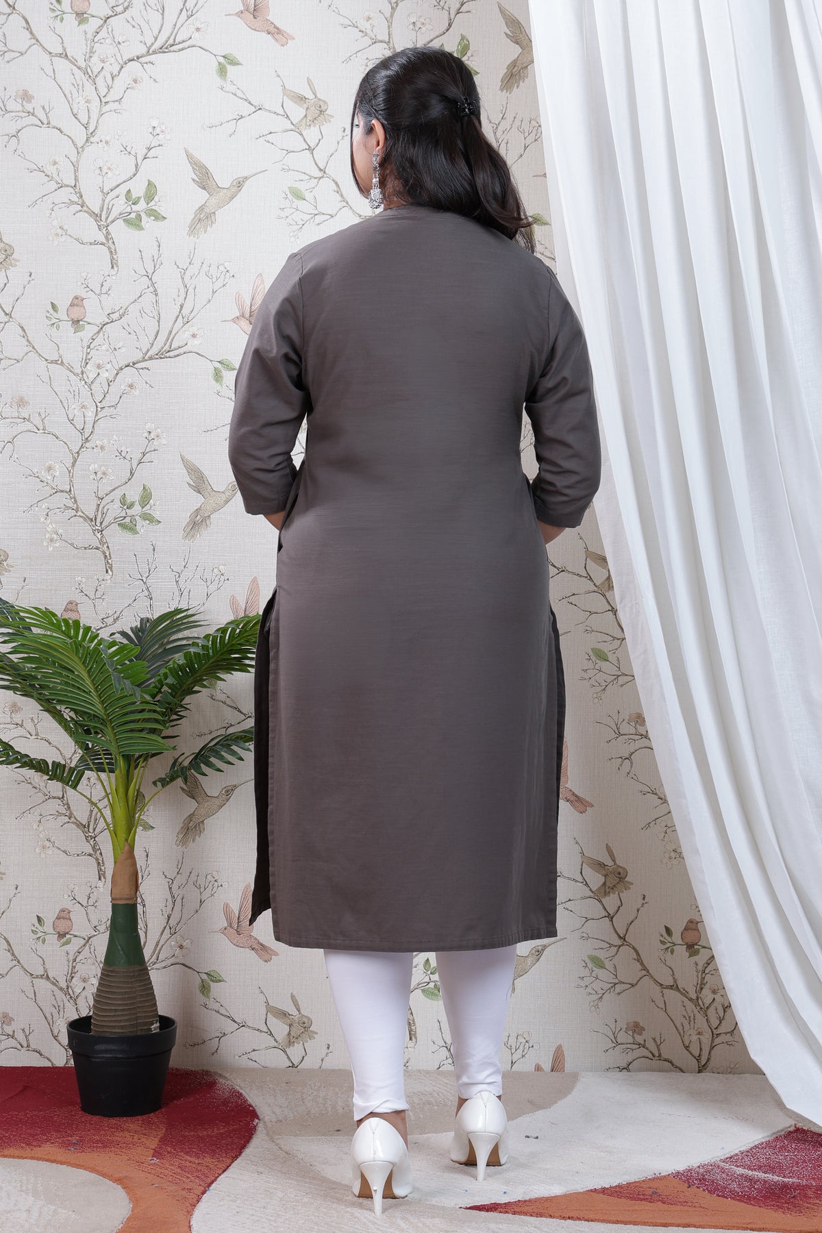 Charcoal Linen Long kurta