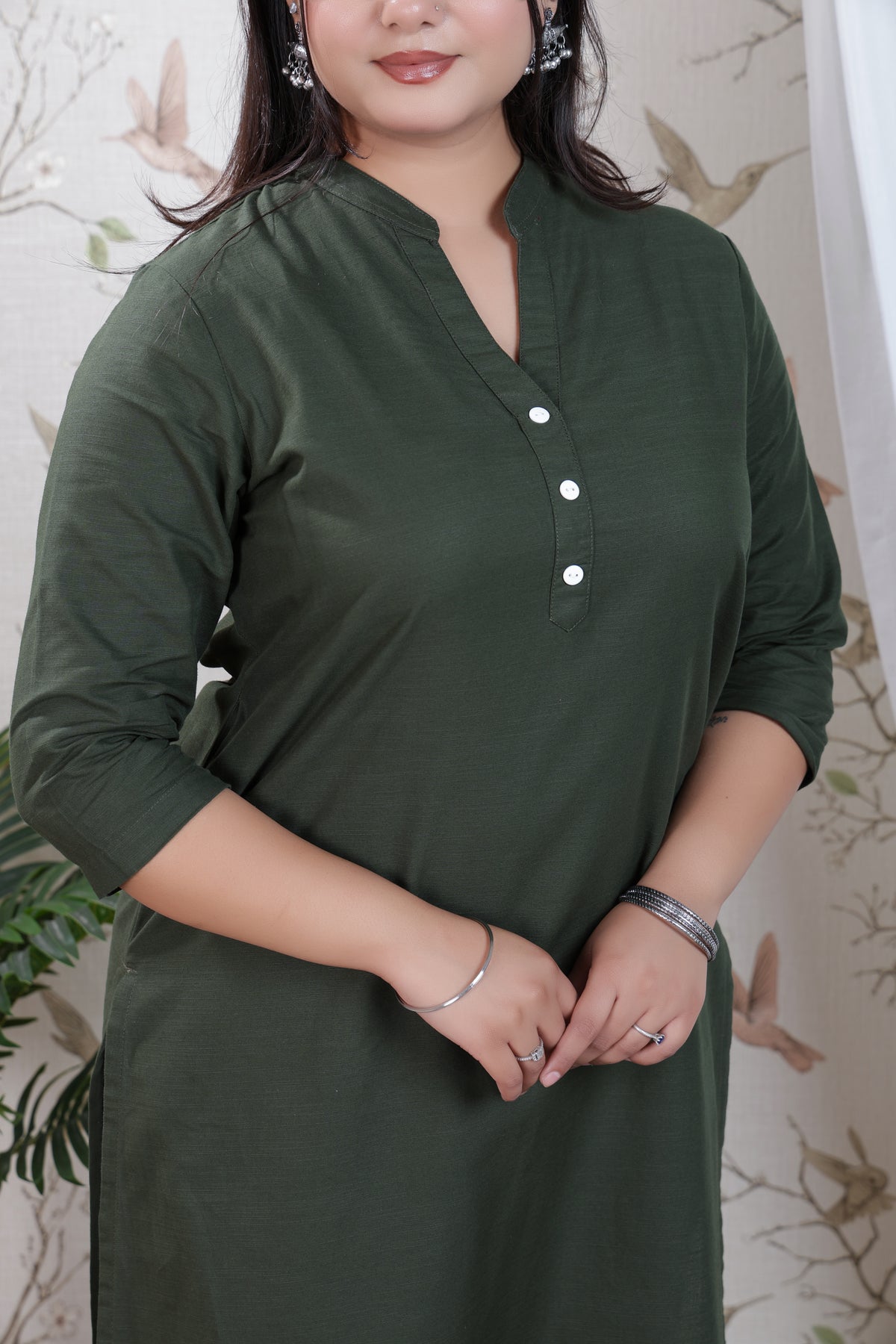 Olive Linen Long kurta