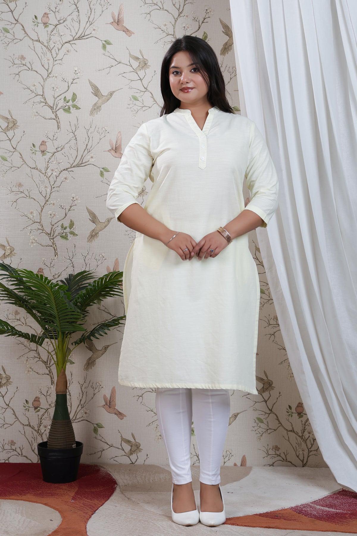 Off White Linen Long kurta