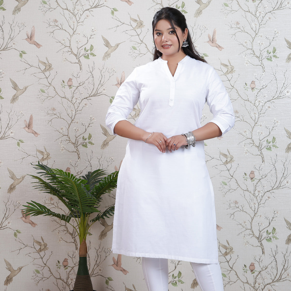 White Linen Long kurta