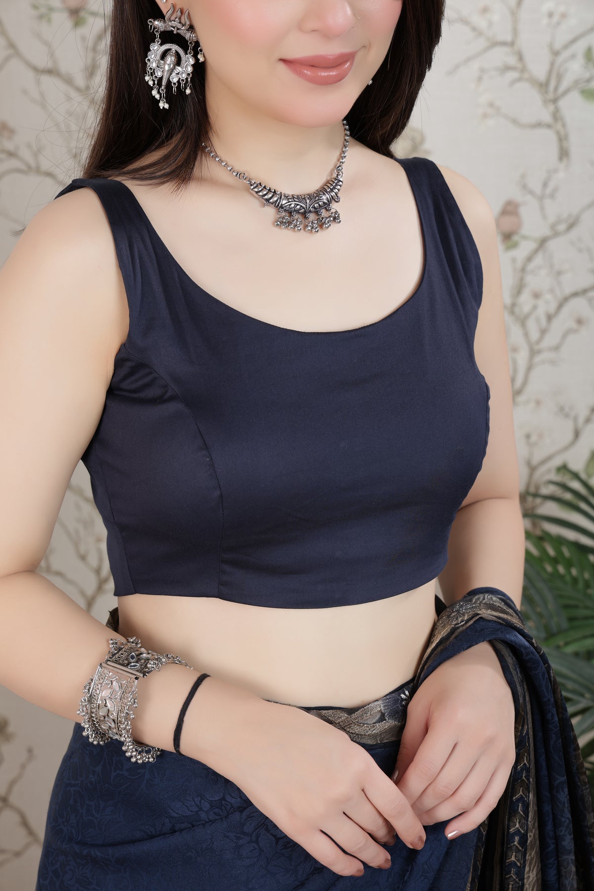 Navy blouse made from premium cotton