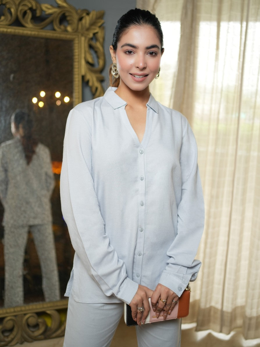Light grey cotton linen shirts