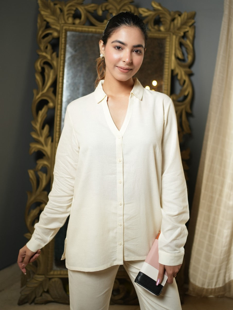 Off white cotton linen shirts
