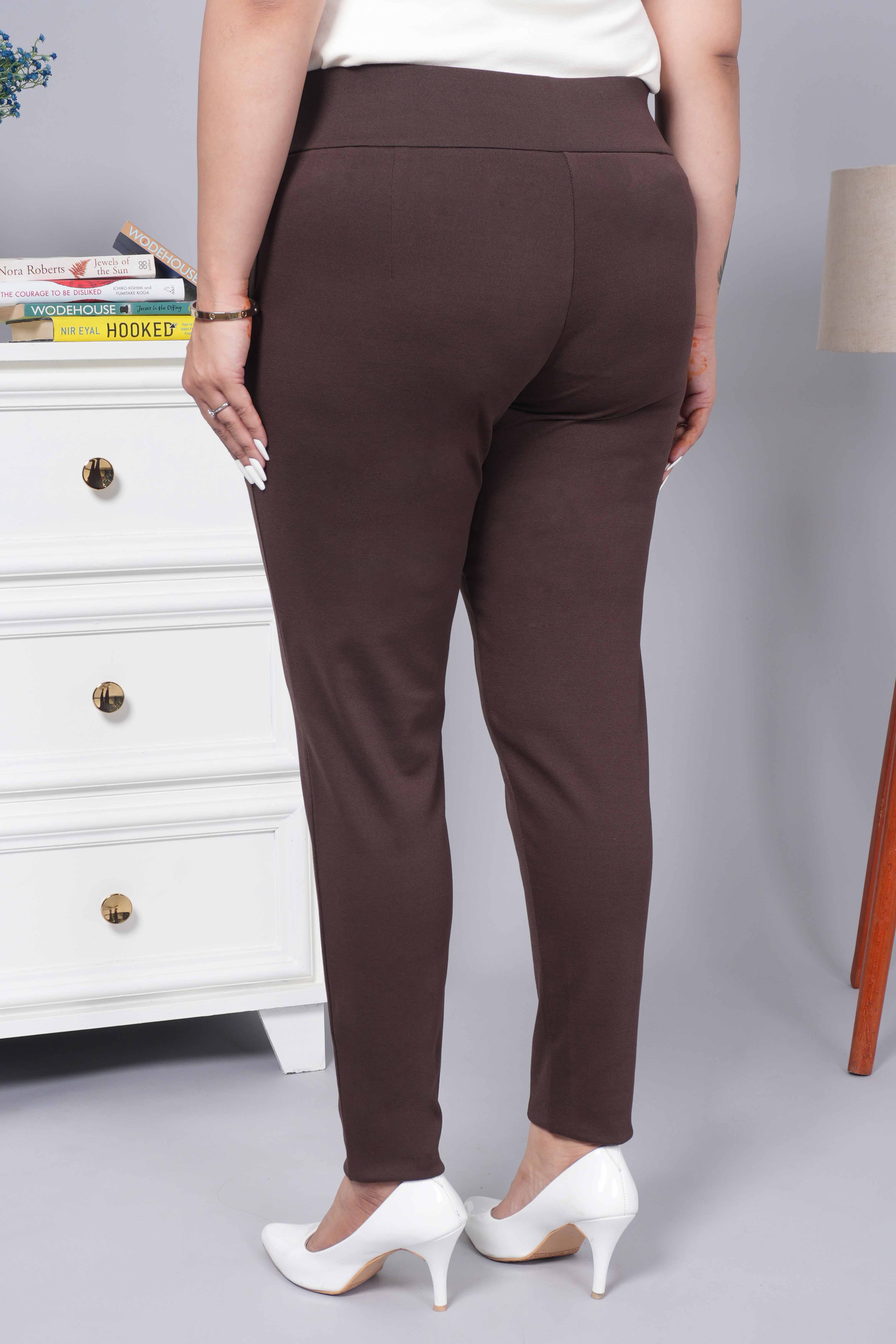 Coffee bean stretchable biowash USA HQ cotton premium jegging pant with pockets & superior elastic belt