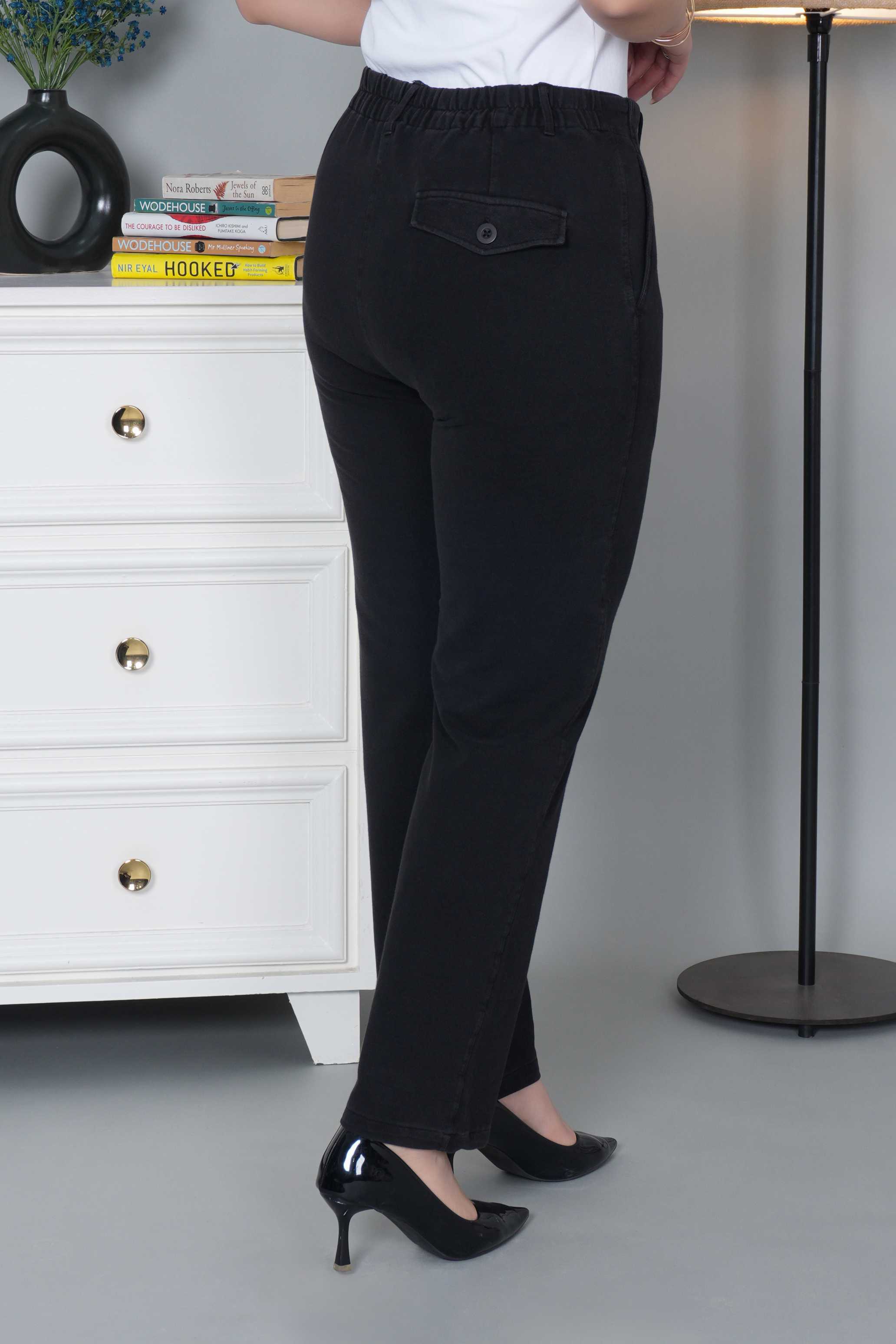 Grey denim straight pant