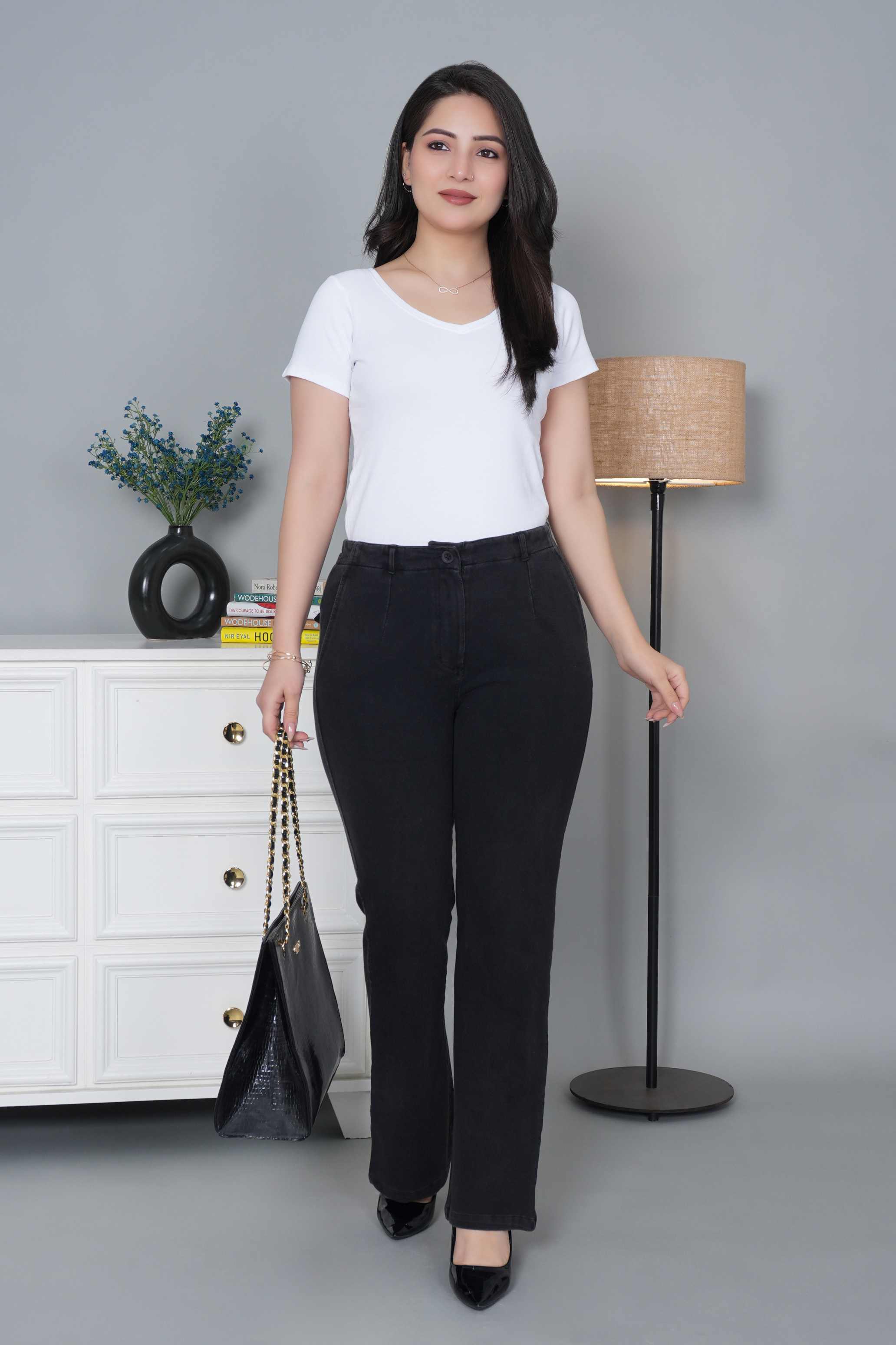 Grey denim bootcut flare pant