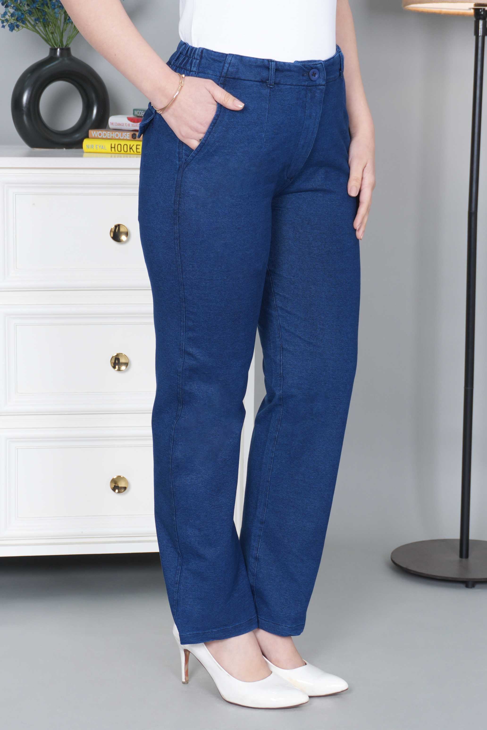 Blue denim straight pant