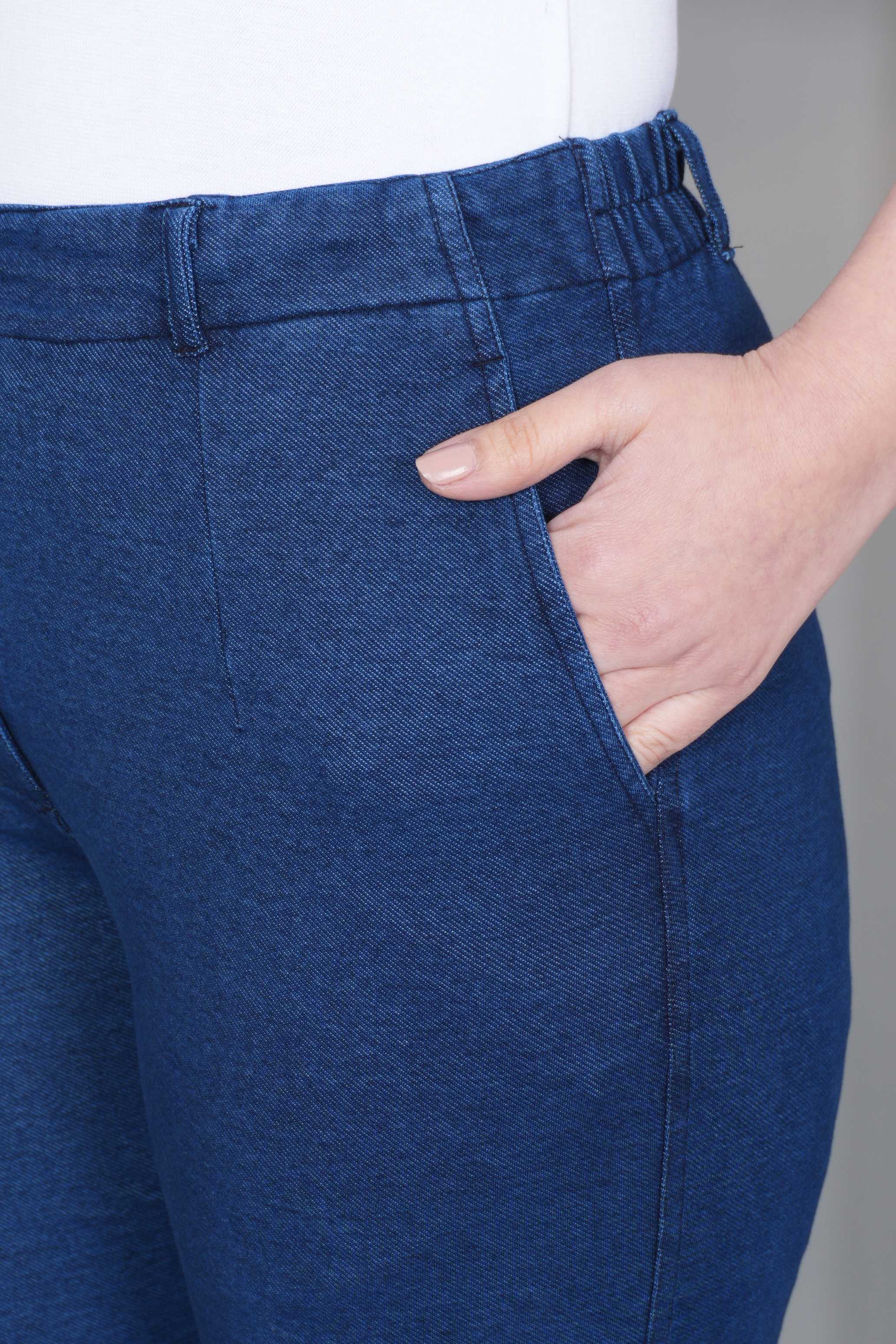 Blue denim straight pant