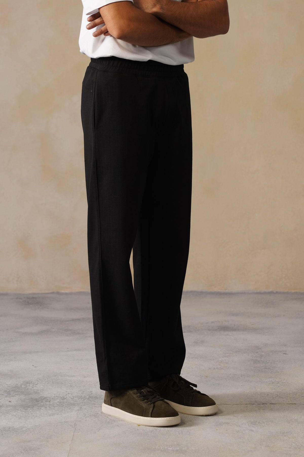 Black men winter straight fit pants