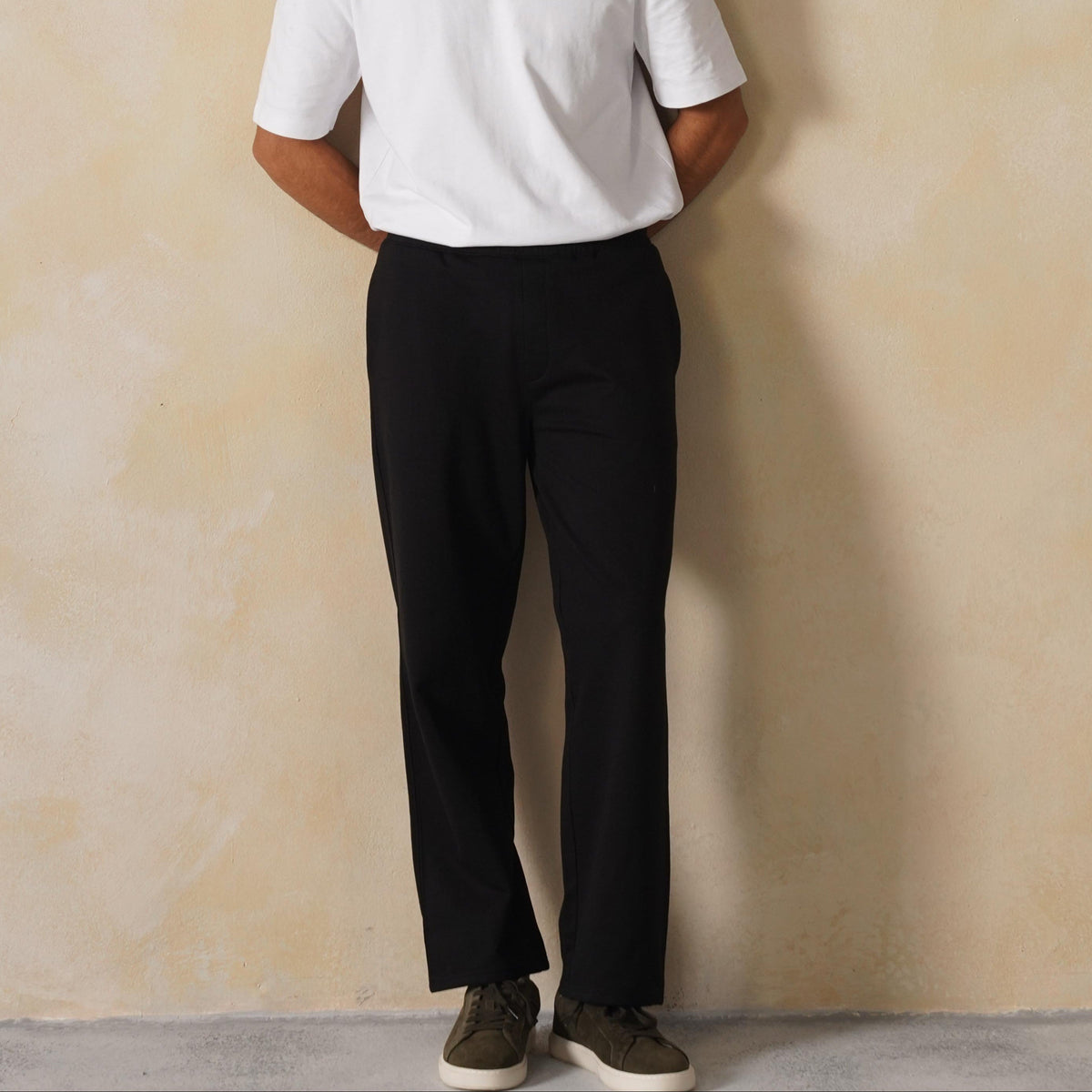 Black men winter straight fit pants