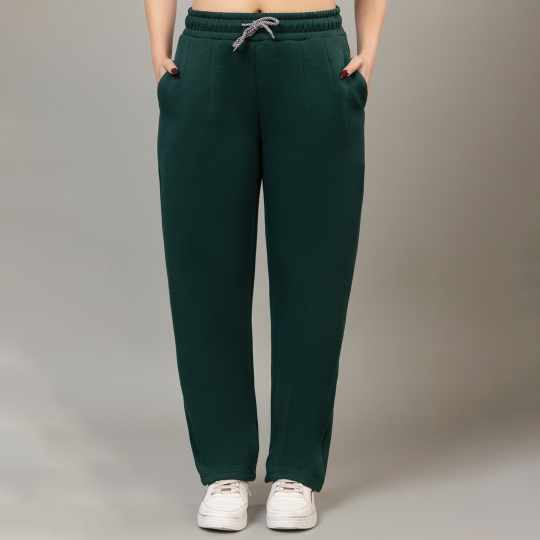 Green winter warm straight fit pants