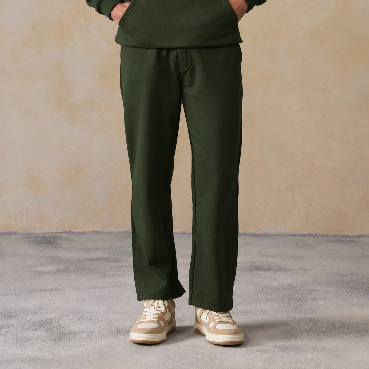 Olive men winter straight fit pants