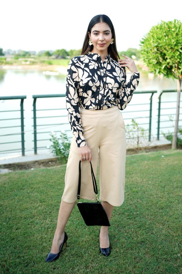 All day Beige formal capris | 100% US cotton Lycra -