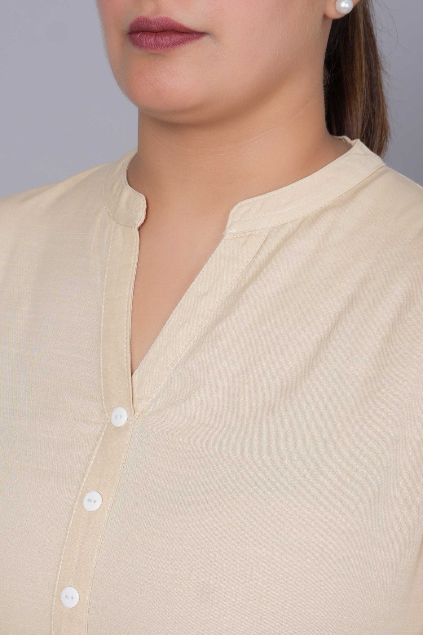 Beige 100% Premium Cotton Long Kurta - Long kurta