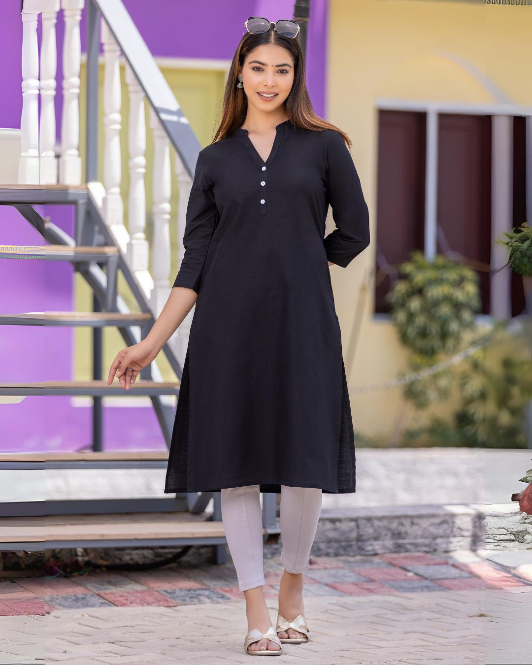 Black 100% Premium Long Kurta - Long kurta