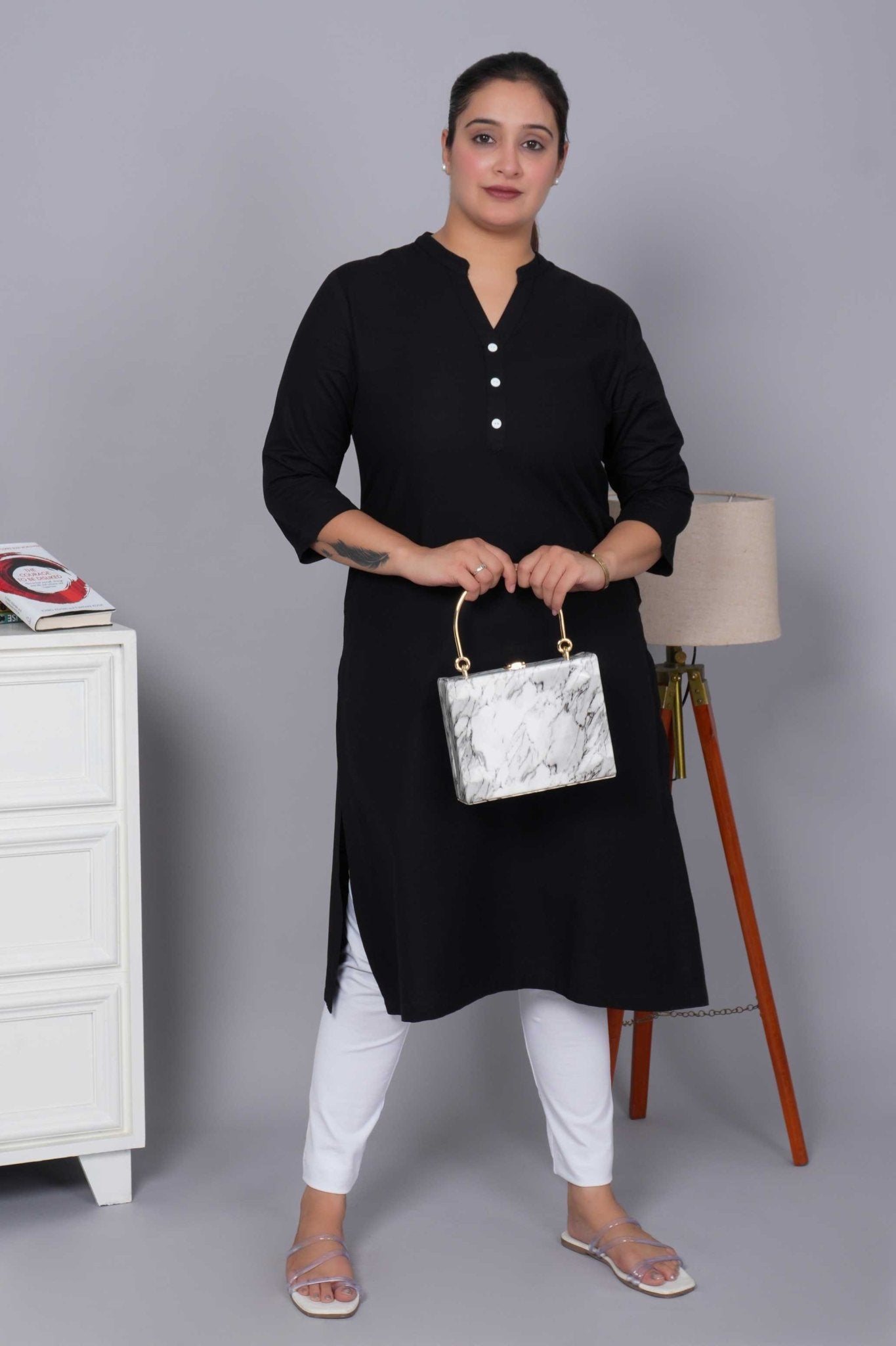 Black 100% Premium Long Kurta - Long kurta