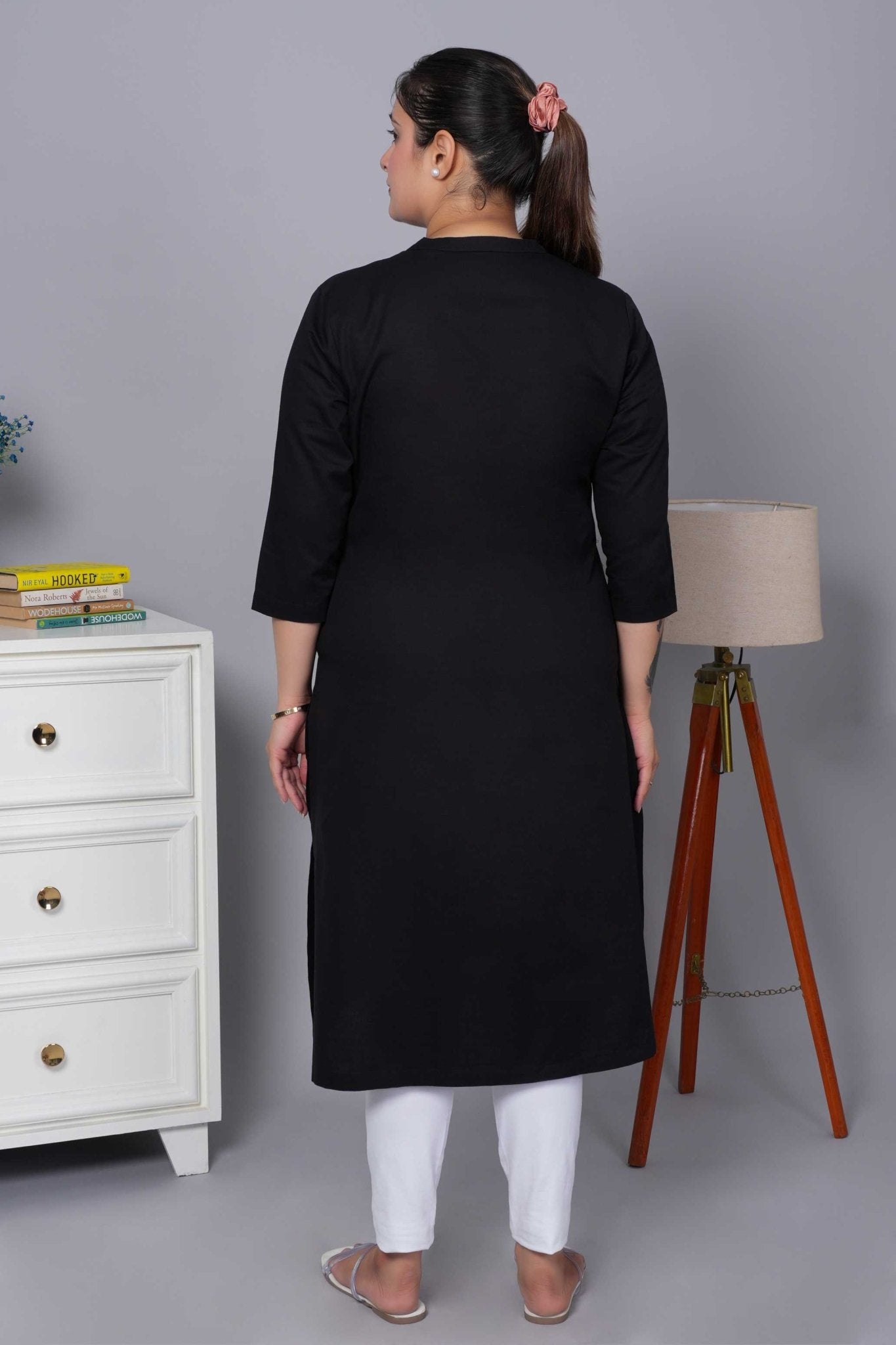 Black 100% Premium Long Kurta - Long kurta