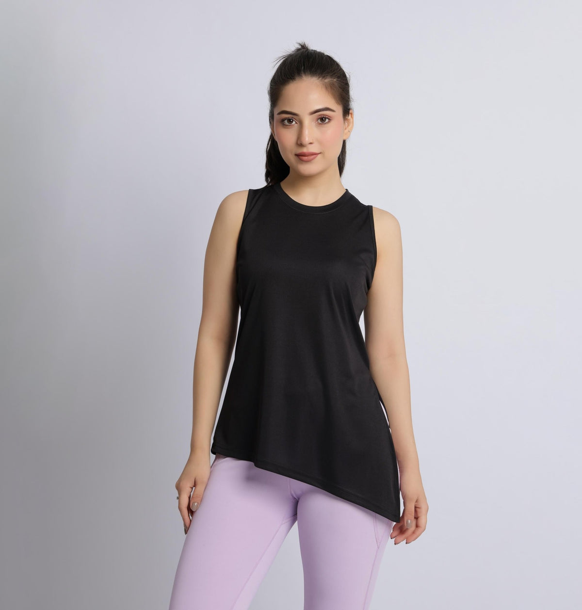 Black active drape flow vest -Active drape flow vest