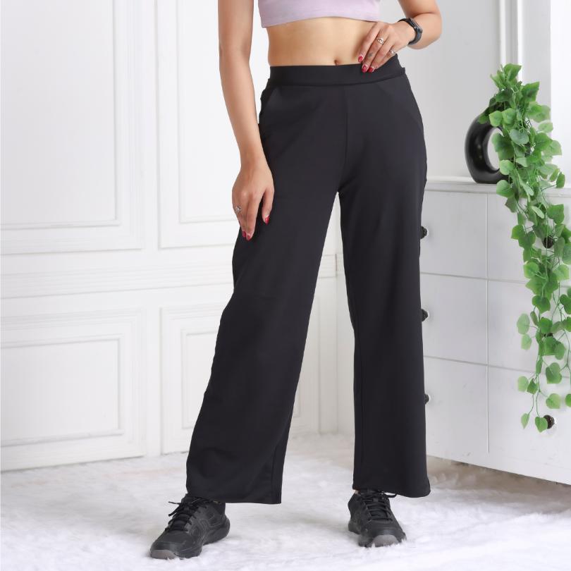 Black all day wide flare pants & trousers for women xxxxl to xxxxxl.