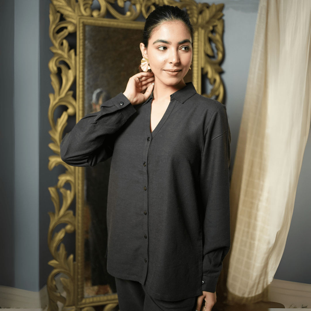 Black cotton linen shirts - Linen shirts