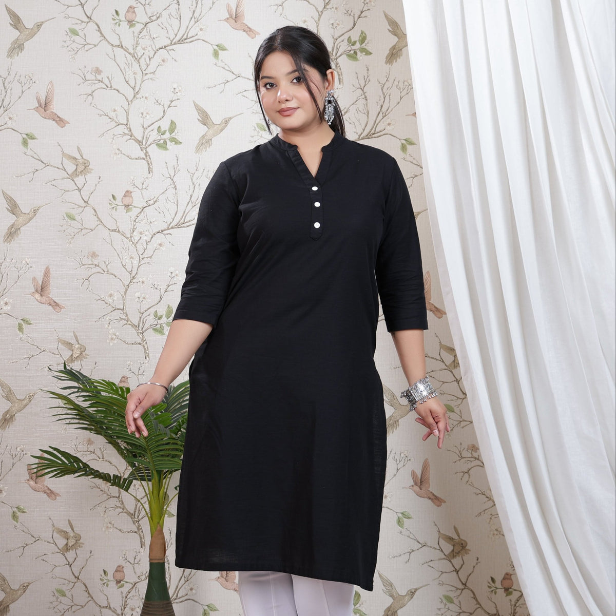 Black Linen Long kurta -Long kurta