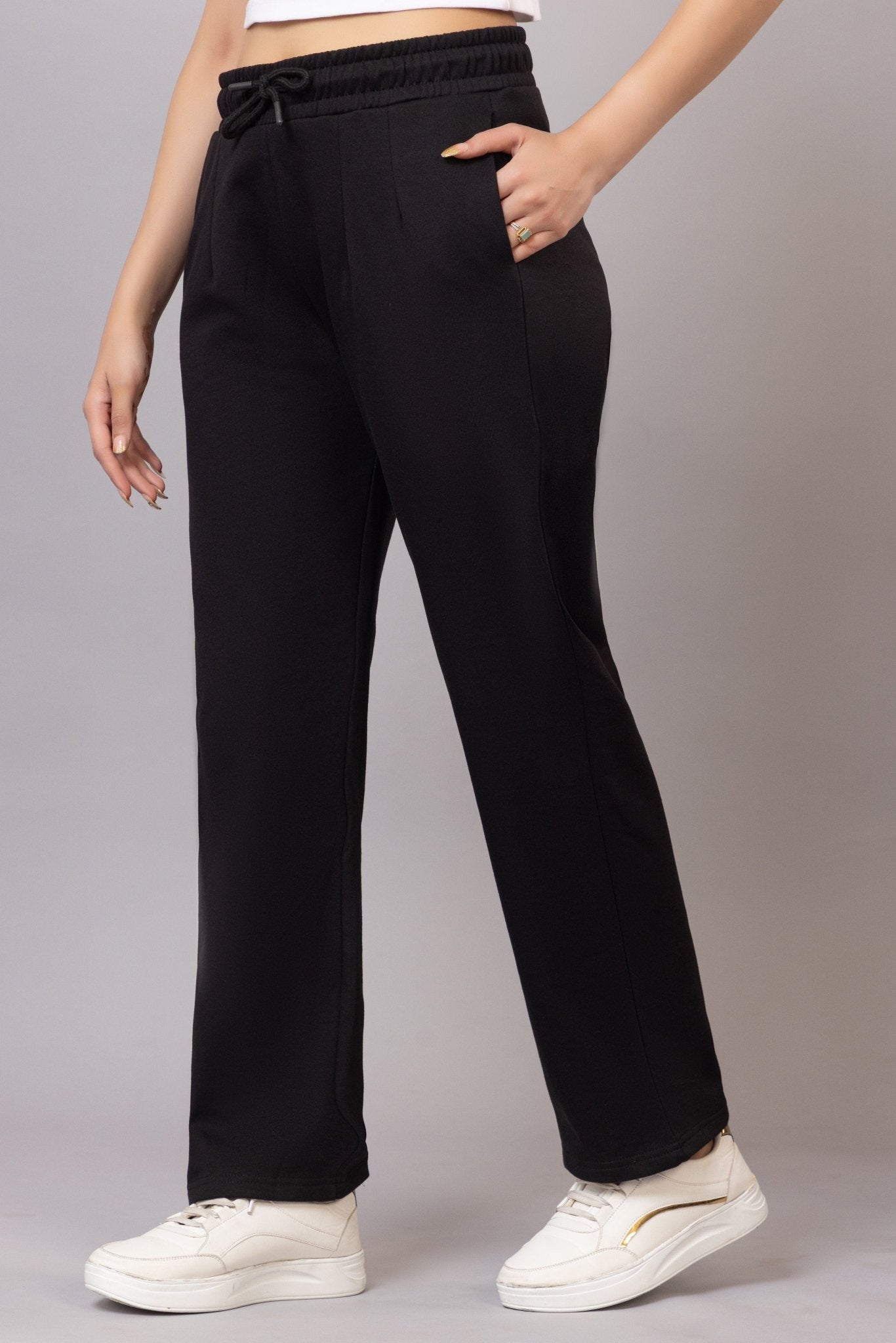 Black winter warm straight fit pants - Winter straight pant