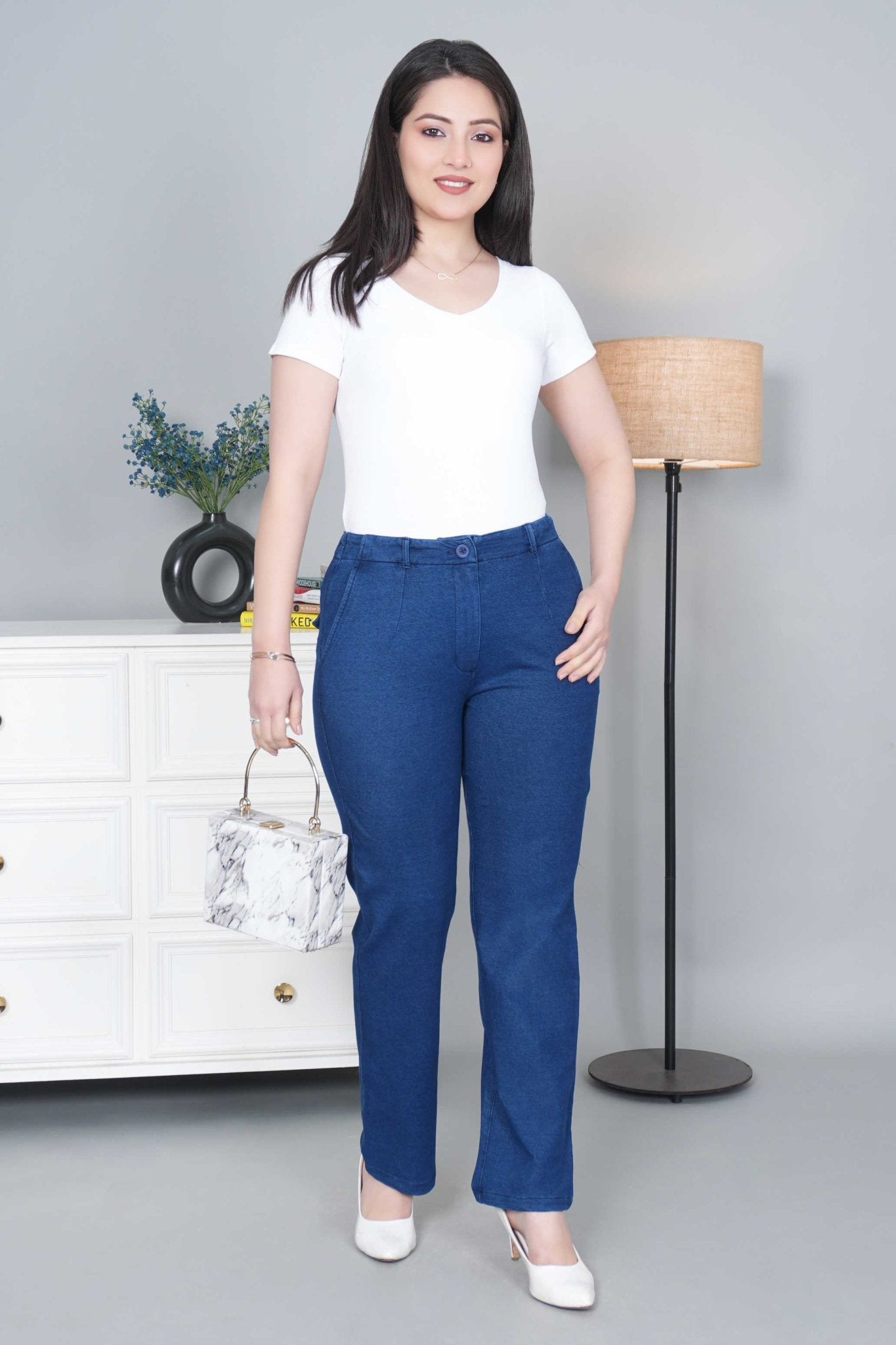 Blue denim straight pant - Denim straight Pants
