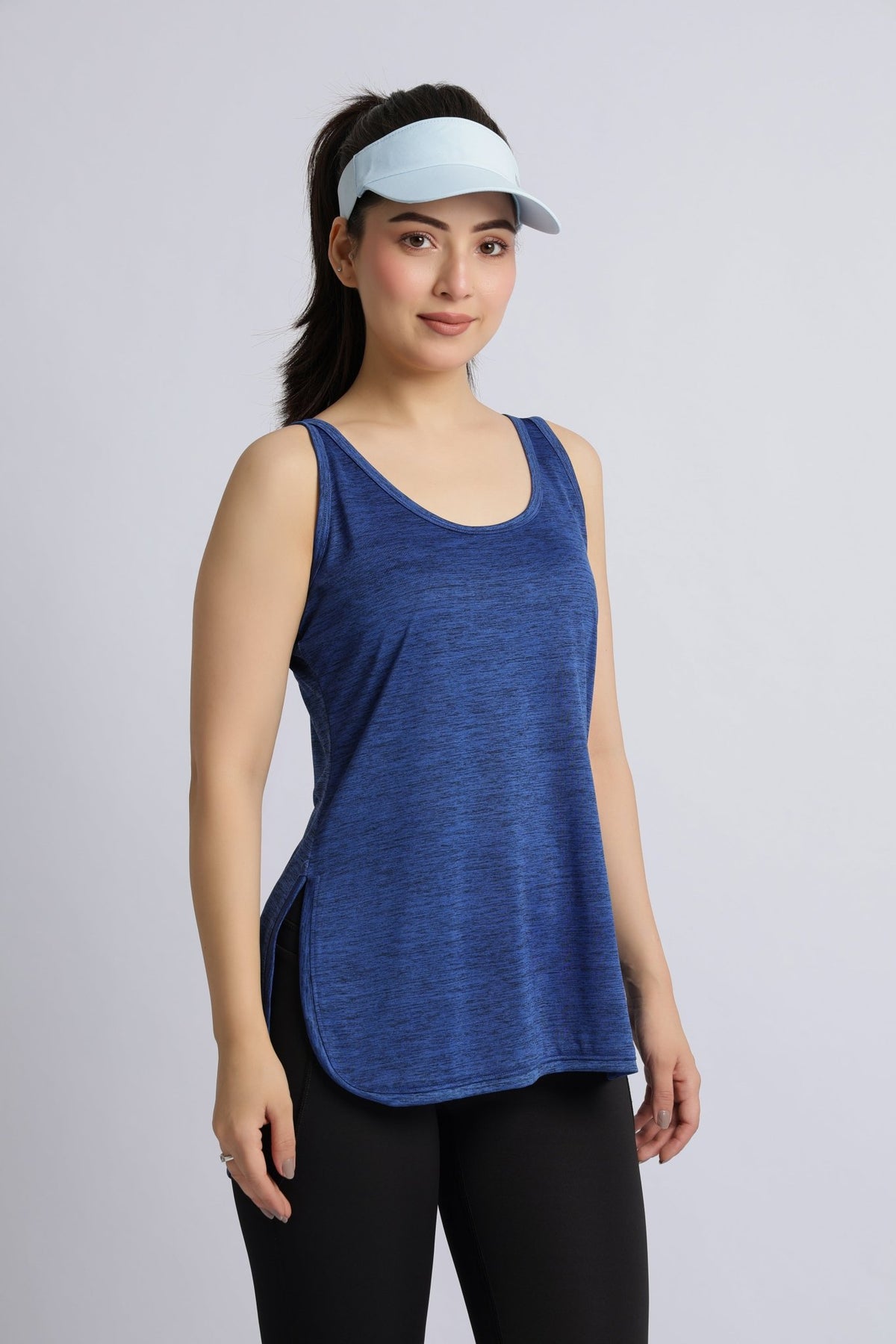 Blue melange active longline vest -Active longline vest