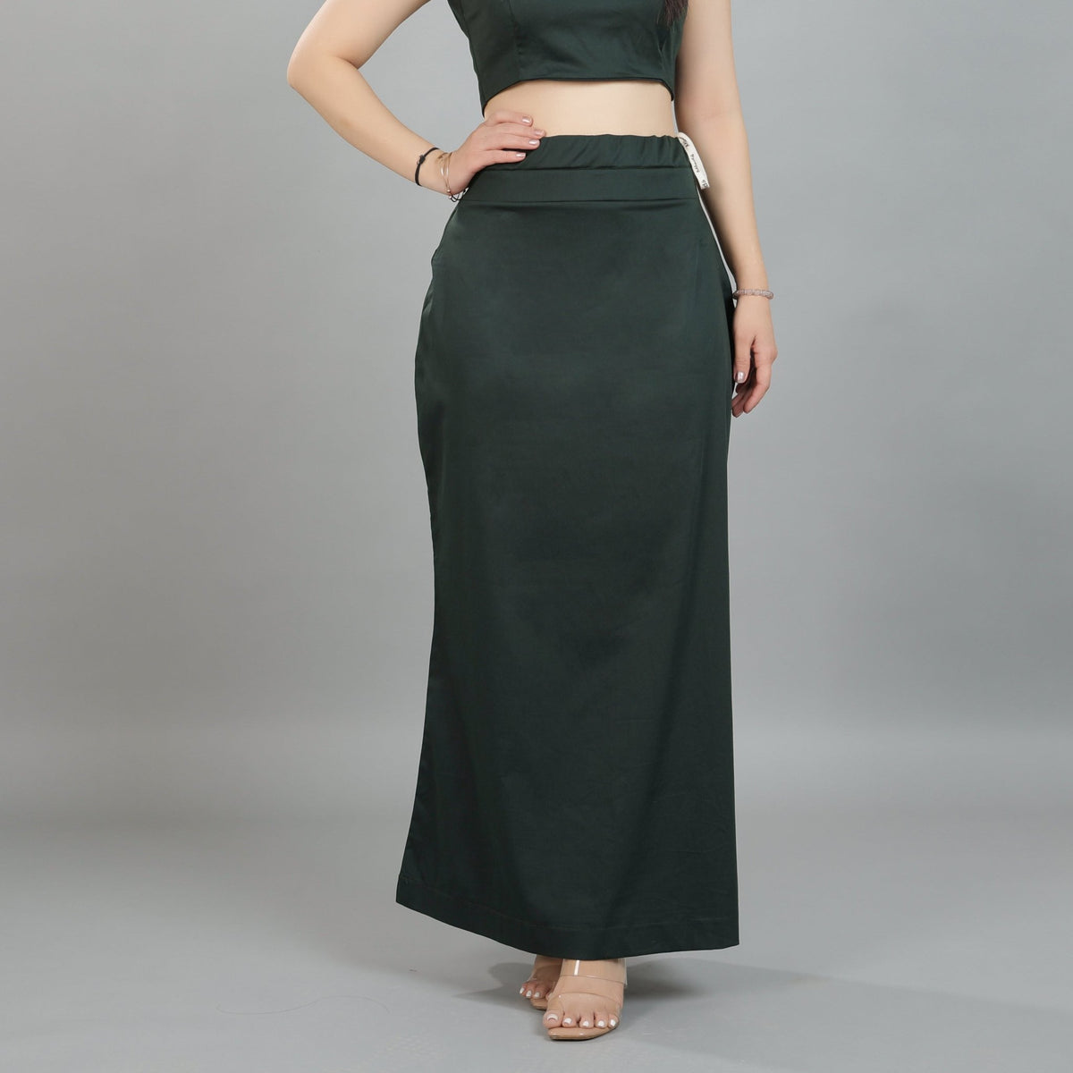 Bottle green saree shaper made from premium cotton -Saree shaper