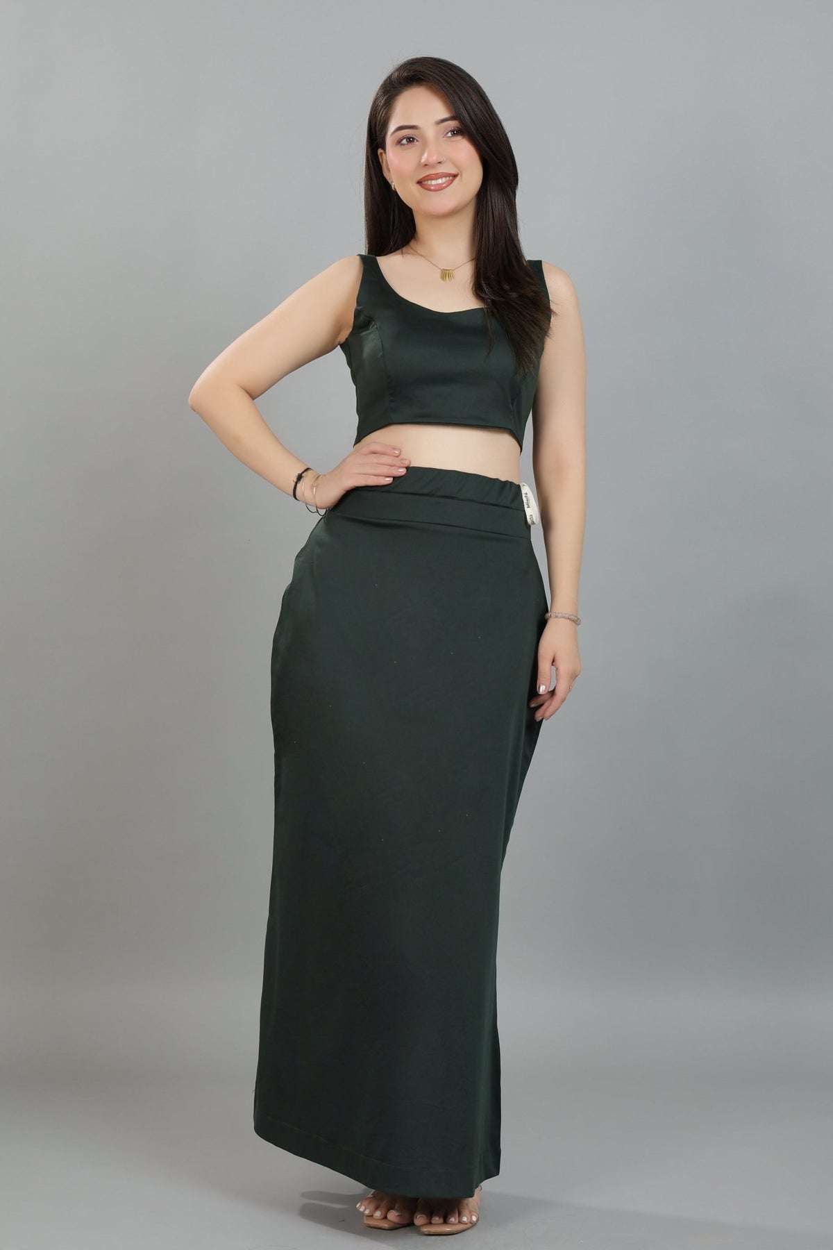 Bottle green saree shaper made from premium cotton -Saree shaper