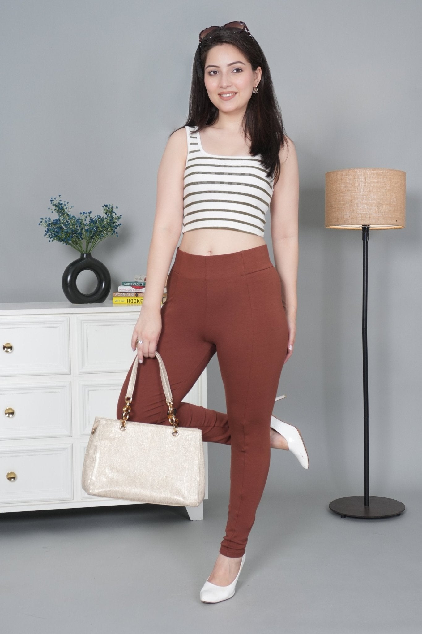 Caramel stretchable biowash USA HQ cotton jegging pant with superior elastic belt. - Milano jegging pants