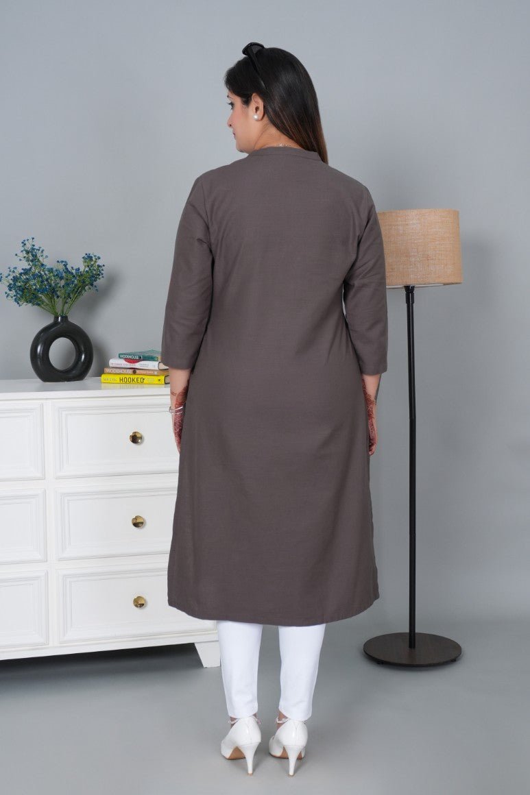 Charcoal 100% Premium Cotton Long Kurta - Long kurta