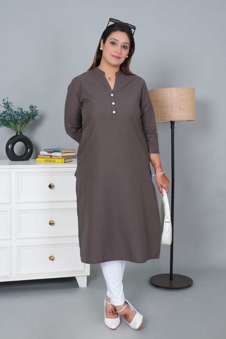 Charcoal 100% Premium Cotton Long Kurta - Long kurta