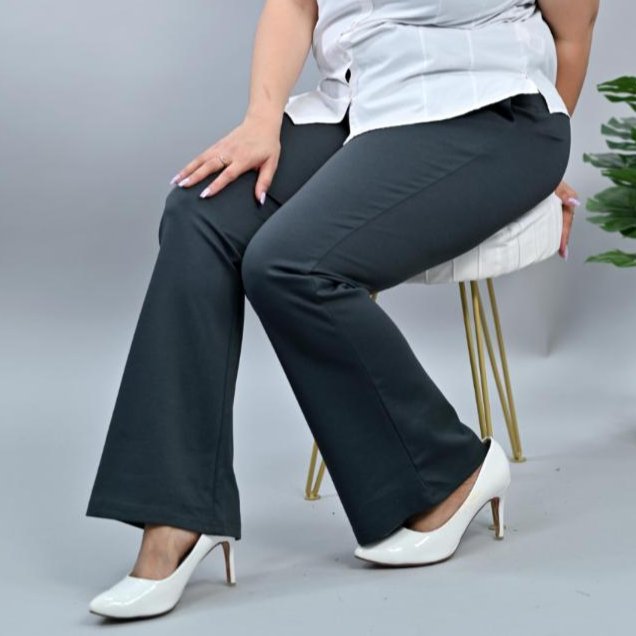 Charcoal plus size stretchable biowash USA HQ cotton bootcut flare pants  with superior elastic