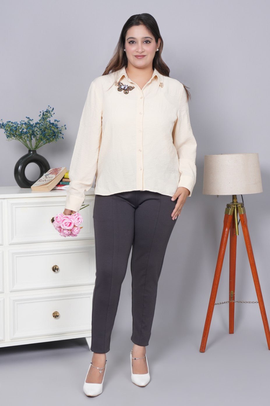 Charcoal stretchable biowash USA HQ cotton premium jegging pant with pockets & superior elastic belt. - Milano jegging pants with pcoket