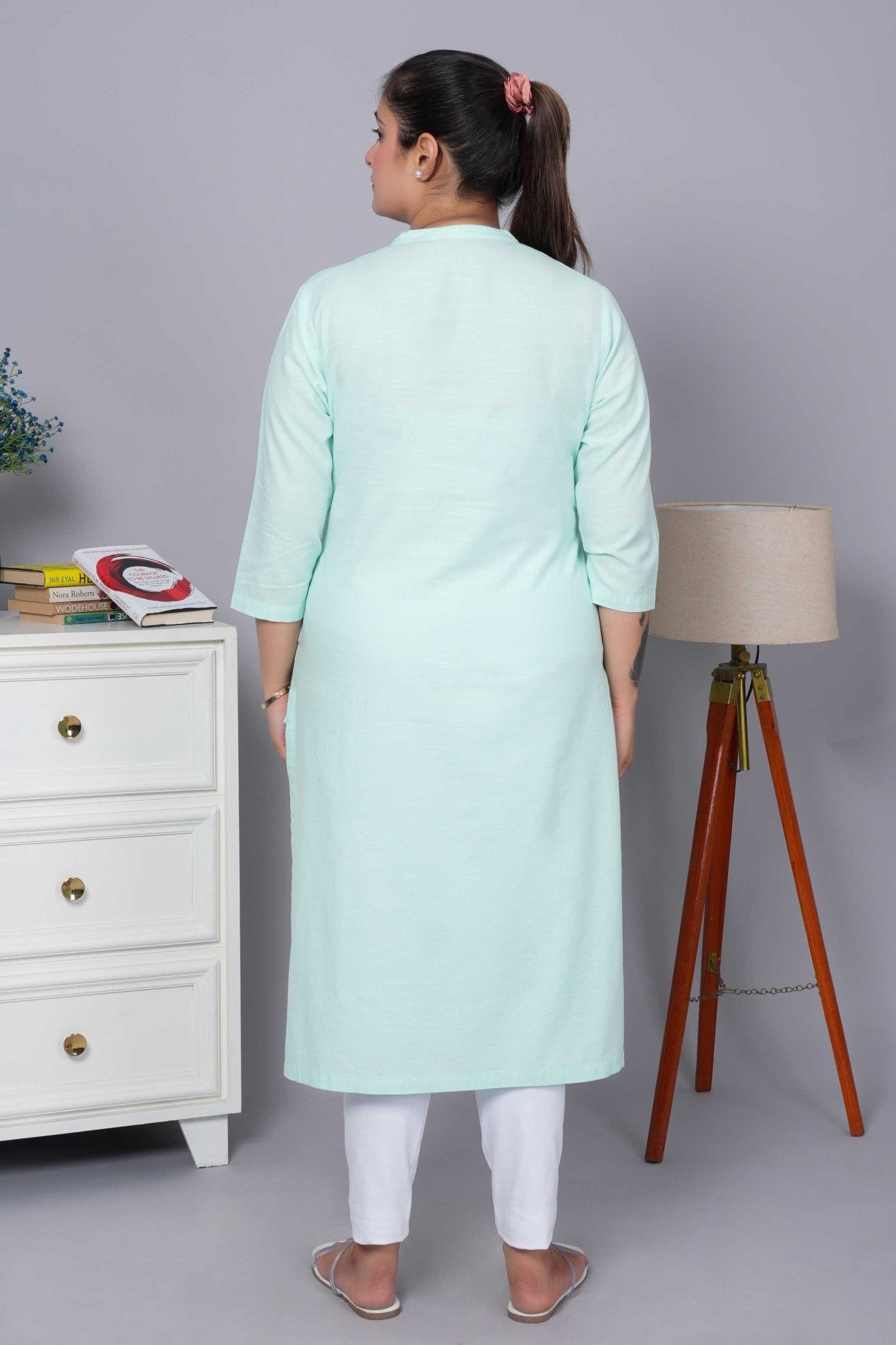 Classic Mint 100% Premium Cotton Long Kurta - Long kurta