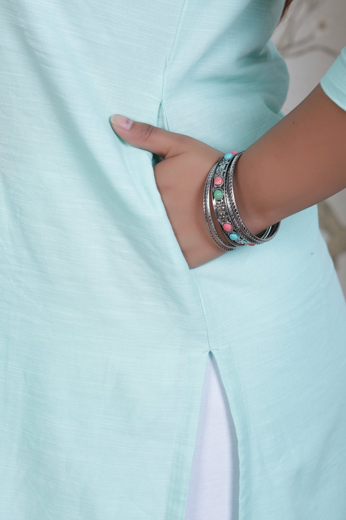 Classic Mint Linen Long kurta -Long kurta