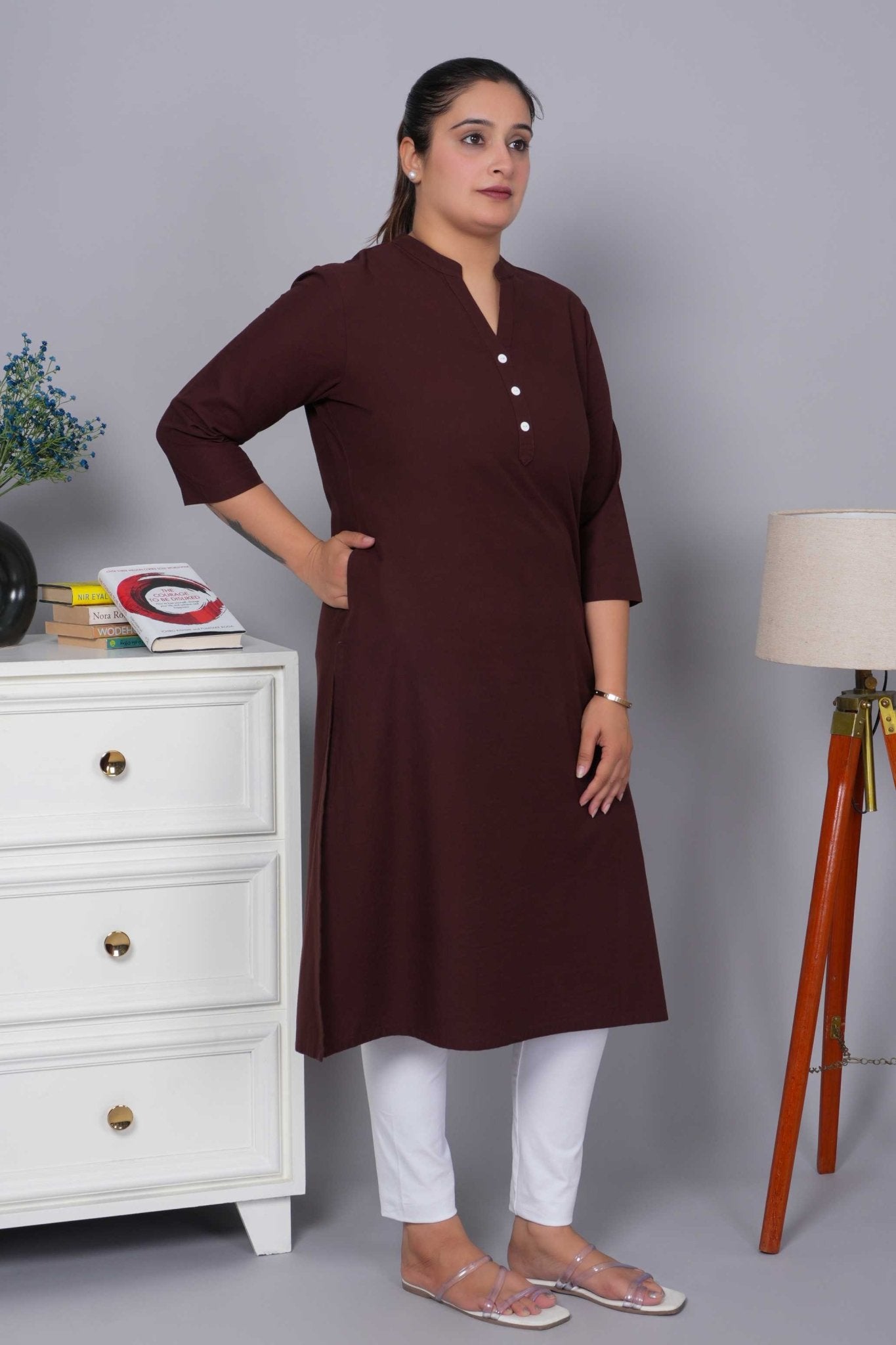 Coffee Bean 100% Premium Cotton Long Kurta - Long kurta