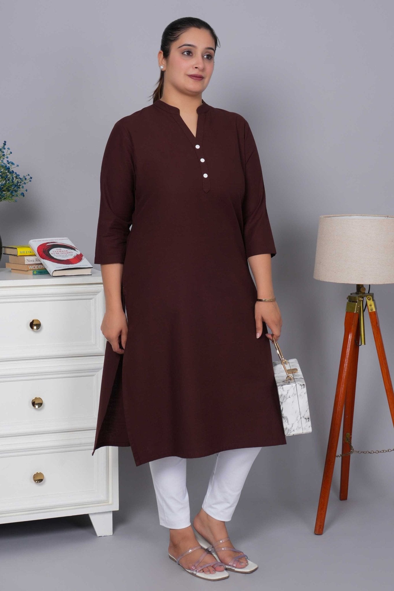 Coffee Bean 100% Premium Cotton Long Kurta - Long kurta