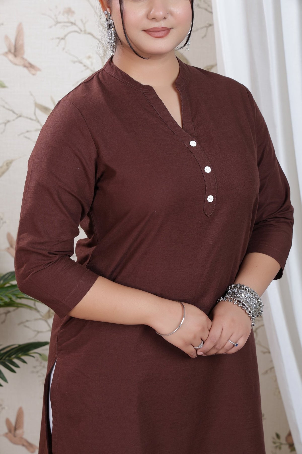 Coffee Bean 100% Premium Cotton Long Kurta -Long kurta