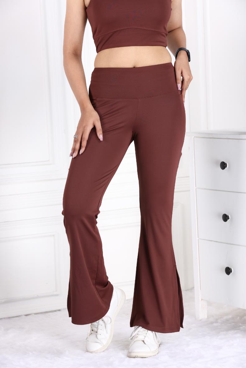 Dark brown Active Flare with Slit Pants - Active flare with slit pants