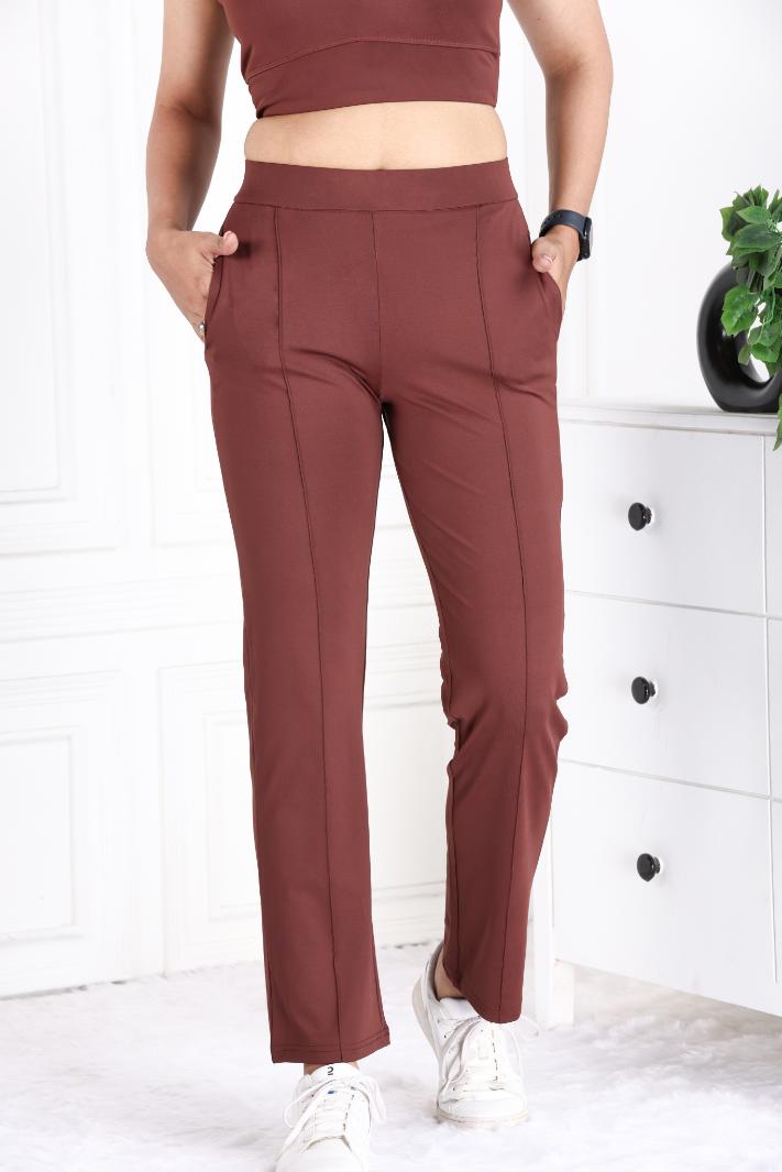 Dark Brown Active Yoga Pant Straight fit - Active cigarette pencil pants