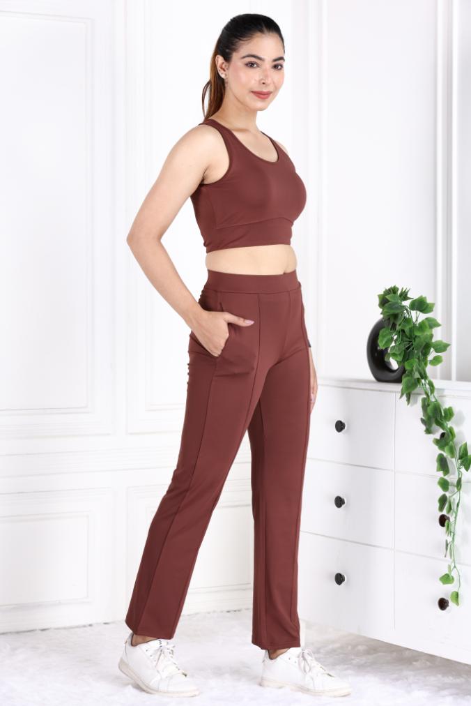 Dark Brown Active Yoga Pant Straight fit - Active cigarette pencil pants