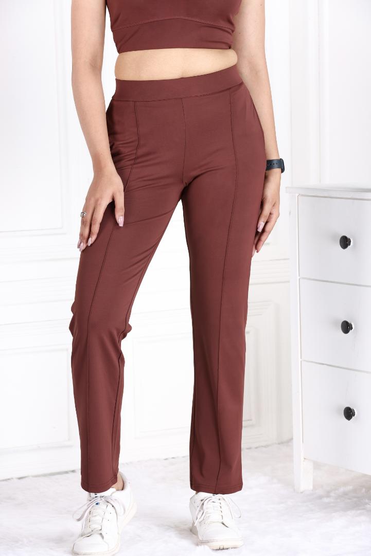 Dark Brown Active Yoga Pant Straight fit - Active cigarette pencil pants
